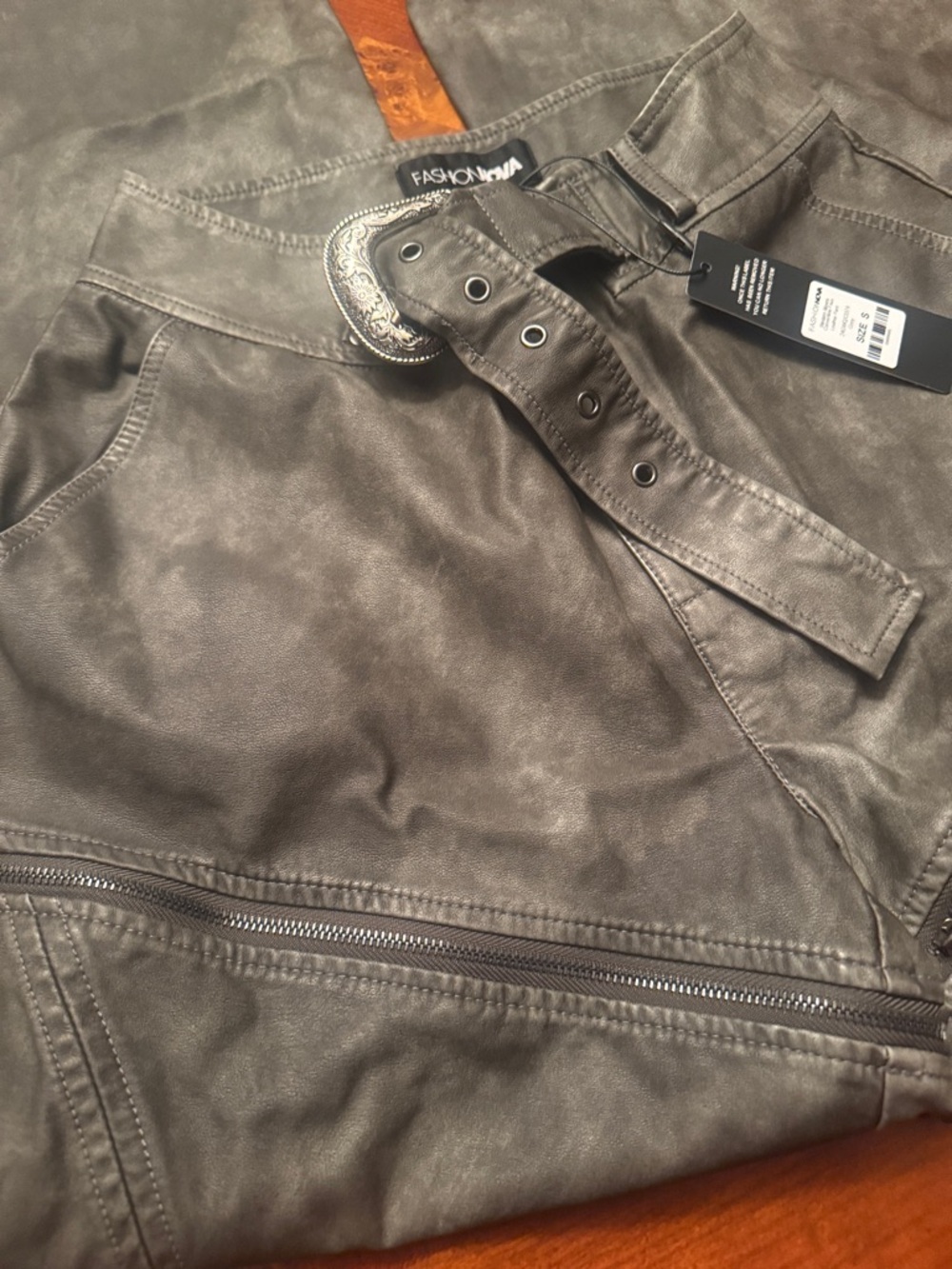 Fashion Nova Olive Green Faux Leather Moto Pants - Picture 5 of 7